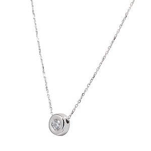 Gargantilha Ponto de Luz Ouro 18k Branco e Moissanite
