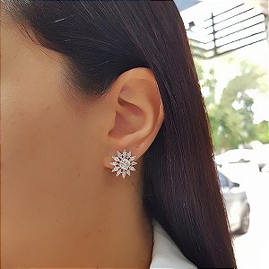 Brinco Sol Prata 925 Zircônia