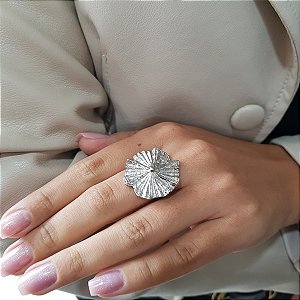 Anel Folha Prata 925 Regulável