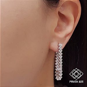 Brinco Alongado Prata 925 Zircônia