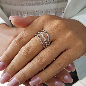 Anel Vazado Esferas Prata 925