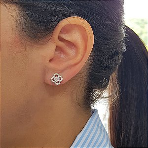 Brinco Flor Prata 925 Zircônia