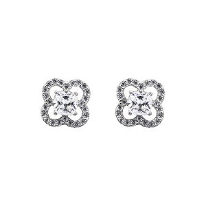 Brinco Flor Prata 925 Zircônia