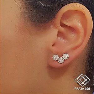 Brinco 3 Ciírculos Prata 925 Zircônias