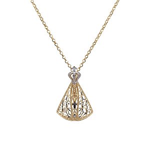 Kit Cordão + Pingente Nossa Senhora Aparecida Ouro 18k