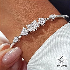 Bracelete Prata 925 Zircônias