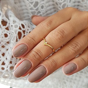 Anel V Falange Ouro 18k Zircônia