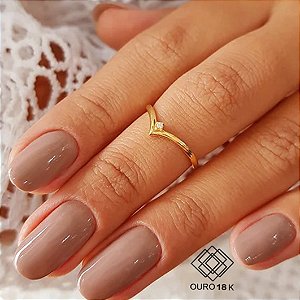 Anel V Falange Ouro 18k Zircônia