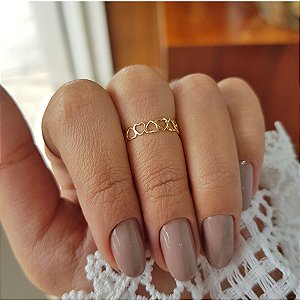 Anel Falange Corações Ouro 18k