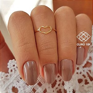 Anel Falange Coração Vazado Ouro 18k