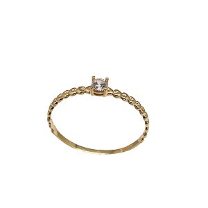 Anel Solitário Ouro 18k Zircônias