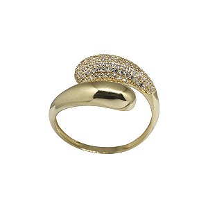 Anel Bold Ouro 18k Zircônia