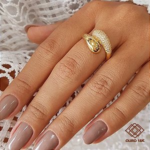 Anel Bold Ouro 18k Zircônia