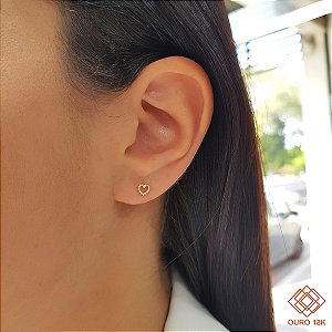 Brinco Coração Esferas Ouro 18k