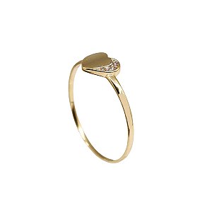 Anel Coração Ouro 18k