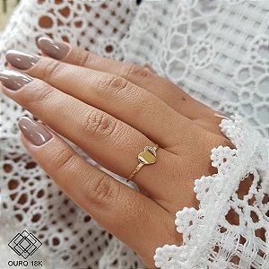 Anel Coração Ouro 18k