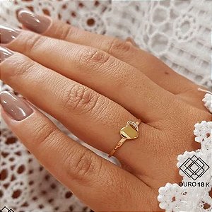 Anel Coração Ouro 18k