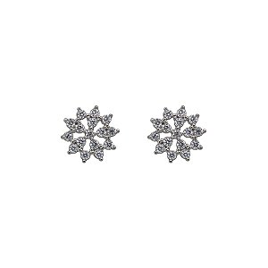 Brinco Flor Prata 925 Zircônias