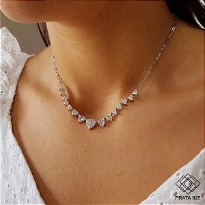 Gargantilha Prata 925 Zircônias