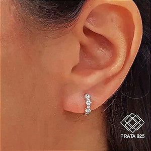 Brinco Argola Prata 925 Zircônias