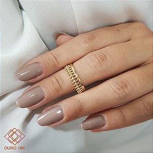 Anel Duo Esferas Falange Ouro 18k