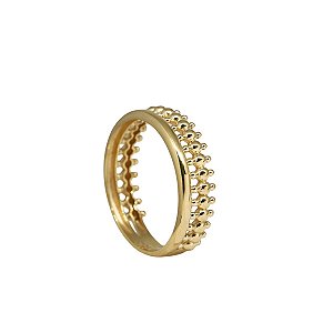Anel Duo Esferas Falange Ouro 18k