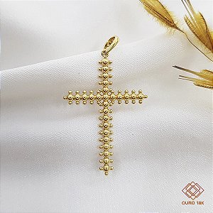 Pingente Cruz Esferas Ouro 18k