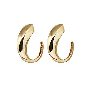 Brinco Meia Argola Curva Bold Ouro 18K