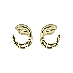 Brinco Meia Argola Dupla Ouro 18k