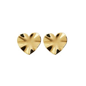 Brinco Coração Martelado Ouro 18k