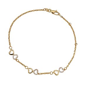 Pulseira Corações Ouro 18k