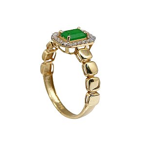 Anel Ouro 18k Zircônia Verde