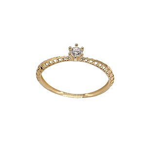 Anel Solitário Ouro 18k Zircônias
