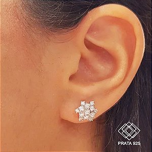 Brinco Chuveiro Prata 925 Zircônias