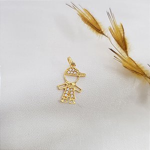 Pingente Menino Ouro 18k Zircônia