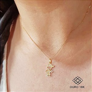 Pingente Menino Ouro 18k Zircônia
