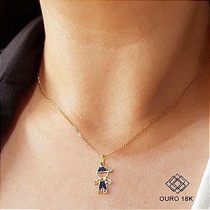 Pingente Menino Ouro 18k Zircônia Azul