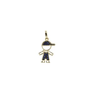 Pingente Menino Ouro 18k Zircônia Azul