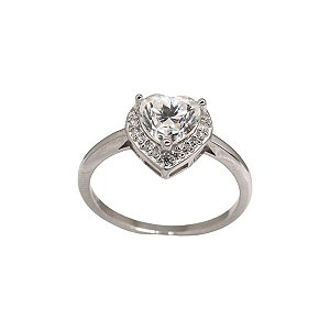 Anel Coração Prata 925 Moissanite