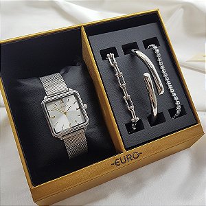 Kit Relógio Euro Feminino Prata Eu2035zcb/k4k