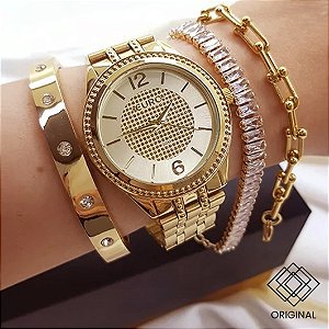 Kit Relógio Euro Feminino Glitz Dourado Eu2035yxa/k4d