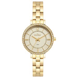 Kit Relógio Condor Feminino Dourado Co2035oak/k4x