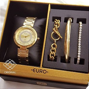 Kit Relógio Euro Feminino Soul Dourado Eu2035zca/k4d