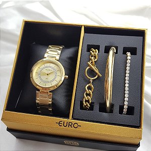 Kit Relógio Euro Feminino Soul Dourado Eu2035zca/k4d