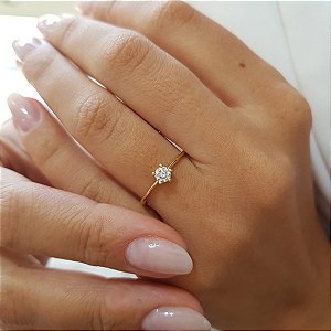 Anel Solitário Ouro 18k - Diamante Laboratório 50Pts