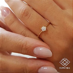 Anel Solitário Ouro 18k - Diamante Laboratório 50Pts