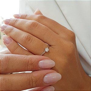 Anel Solitário Ouro Branco 18k - Diamante Laboratório 50Pts