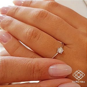 Anel Solitário Ouro Branco 18k - Diamante Laboratório 50Pts