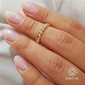 Anel Corações Falange Ouro 18k