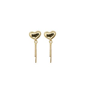 Brinco Coração Fio Veneziano Ouro 18k